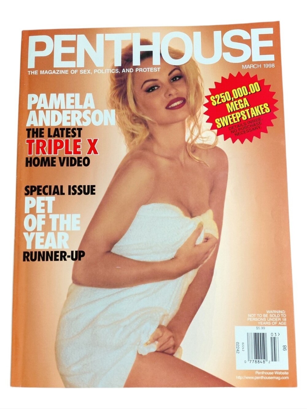 Vintage 1998 Penthouse Magazine March Pamela Anderson Newsstand Edition